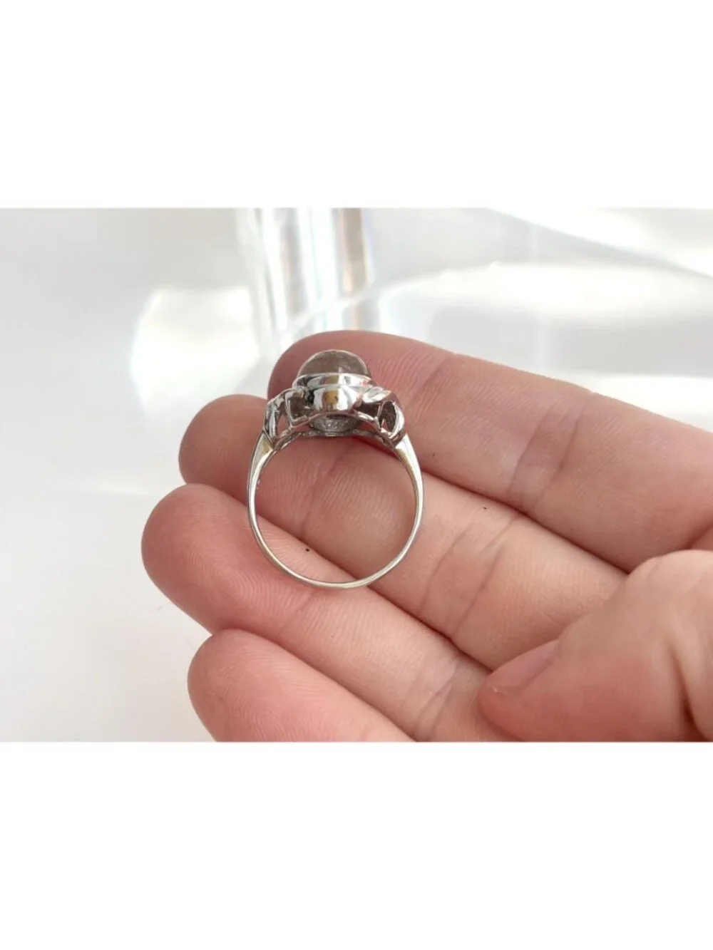Golden Rutilated Gold Quartz Sterling Silver 925 Solitaire Vintage Ring sz 8.75